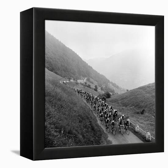 Contestants in the Grueling Tour De France are Seen on Their Way to the Mente Pass-null-Framed Premier Image Canvas