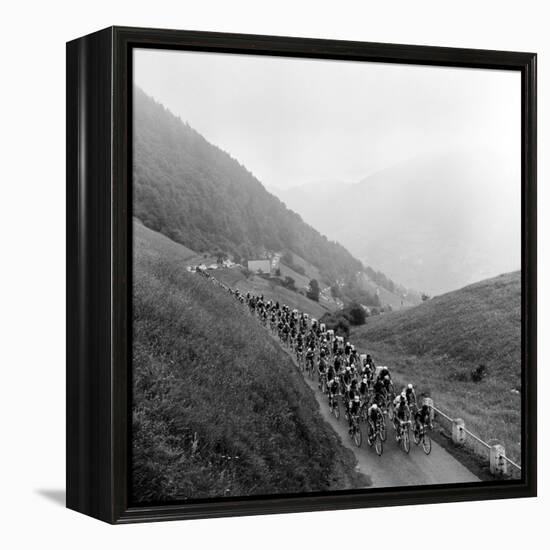 Contestants in the Grueling Tour De France are Seen on Their Way to the Mente Pass-null-Framed Premier Image Canvas