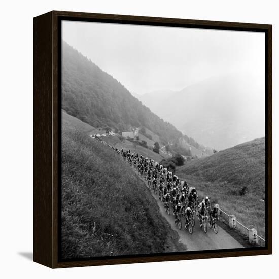 Contestants in the Grueling Tour De France are Seen on Their Way to the Mente Pass-null-Framed Premier Image Canvas