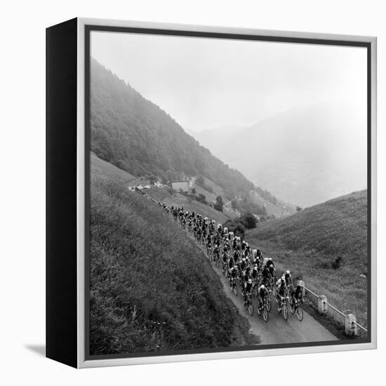 Contestants in the Grueling Tour De France are Seen on Their Way to the Mente Pass-null-Framed Premier Image Canvas