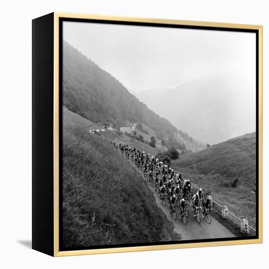Contestants in the Grueling Tour De France are Seen on Their Way to the Mente Pass-null-Framed Premier Image Canvas
