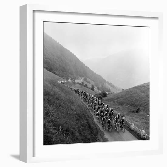 Contestants in the Grueling Tour De France are Seen on Their Way to the Mente Pass-null-Framed Photographic Print