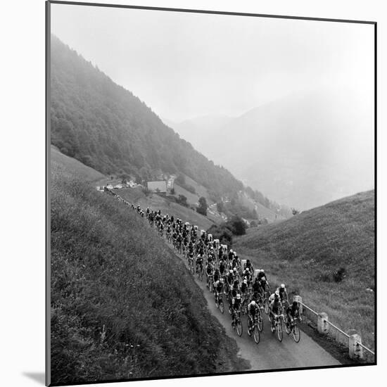 Contestants in the Grueling Tour De France are Seen on Their Way to the Mente Pass-null-Mounted Photographic Print