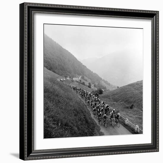 Contestants in the Grueling Tour De France are Seen on Their Way to the Mente Pass-null-Framed Photographic Print