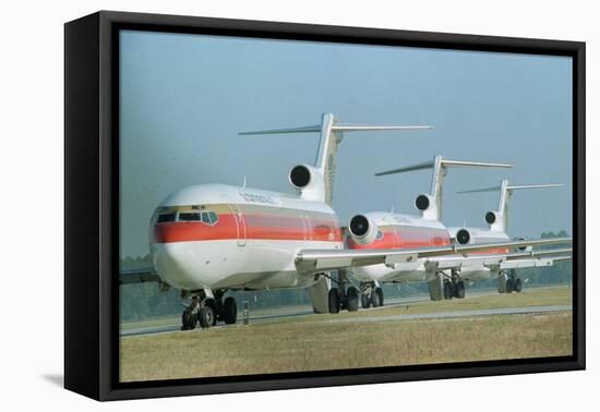 Continental Airplanes on Runway-null-Framed Premier Image Canvas