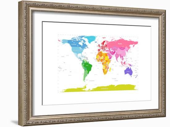 Continents World Map-Michael Tompsett-Framed Premium Giclee Print