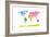 Continents World Map-Michael Tompsett-Framed Premium Giclee Print