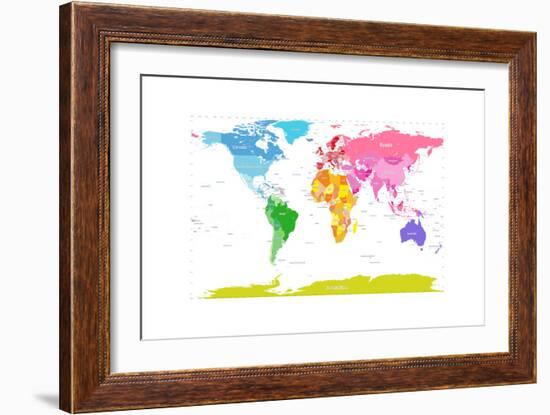 Continents World Map-Michael Tompsett-Framed Premium Giclee Print
