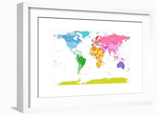 Continents World Map-Michael Tompsett-Framed Premium Giclee Print