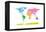 Continents World Map-Michael Tompsett-Framed Stretched Canvas