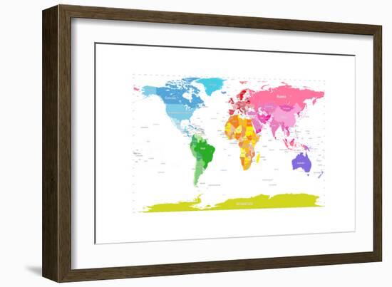 Continents World Map-Michael Tompsett-Framed Art Print