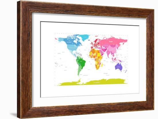 Continents World Map-Michael Tompsett-Framed Art Print