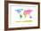 Continents World Map-Michael Tompsett-Framed Art Print