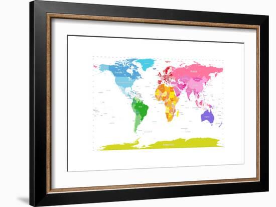 Continents World Map-Michael Tompsett-Framed Art Print