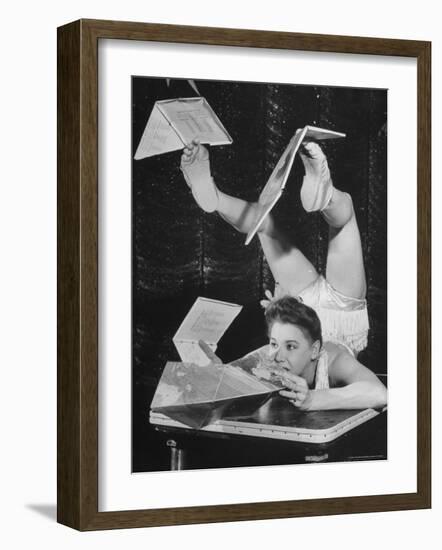 Contortionist Assembling a Dymaxion Map-Wallace Kirkland-Framed Photographic Print