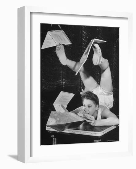 Contortionist Assembling a Dymaxion Map-Wallace Kirkland-Framed Photographic Print