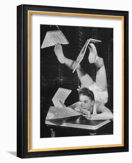 Contortionist Assembling a Dymaxion Map-Wallace Kirkland-Framed Photographic Print