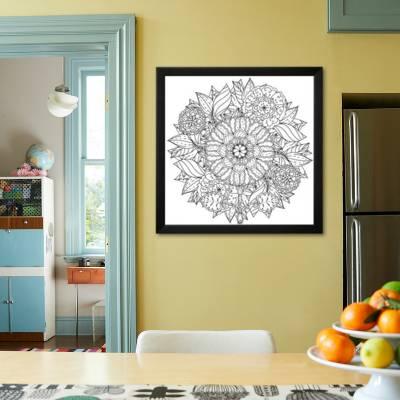 Download Contoured Mandala Shape Flowers For Adult Coloring Book In Zen Art Therapy Style For Anti Stress Dr Art Print Mashabr Art Com