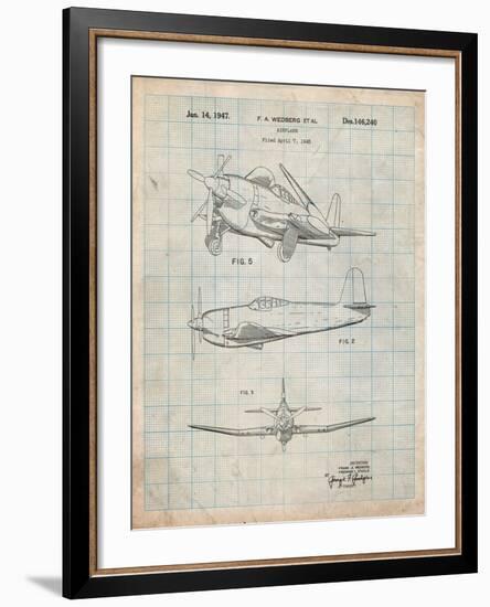 Contra Propeller Low Wing Airplane Patent-Cole Borders-Framed Art Print