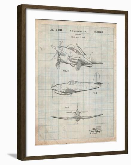 Contra Propeller Low Wing Airplane Patent-Cole Borders-Framed Art Print