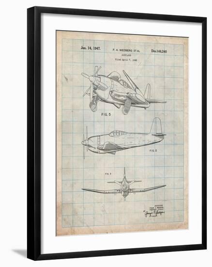 Contra Propeller Low Wing Airplane Patent-Cole Borders-Framed Art Print