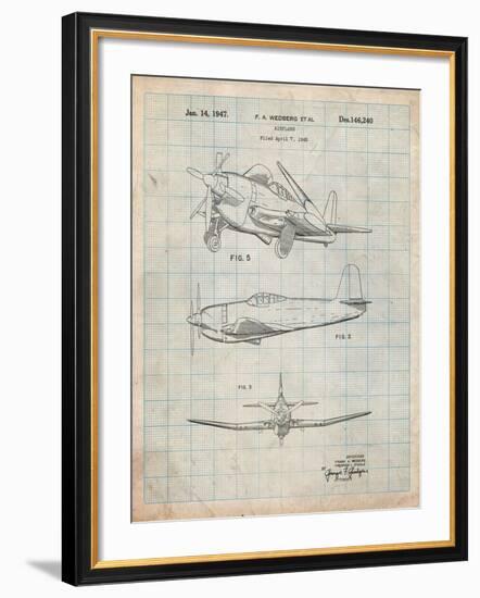 Contra Propeller Low Wing Airplane Patent-Cole Borders-Framed Art Print