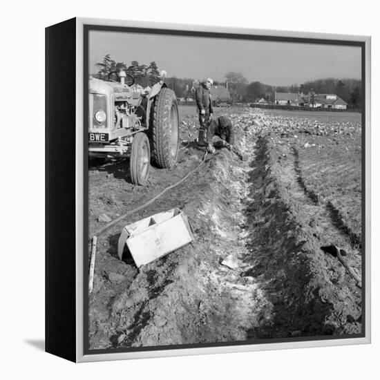 Contractors Setting Explosives in a Trench in Firbeck, Near Rotherham, 1962-Michael Walters-Framed Premier Image Canvas