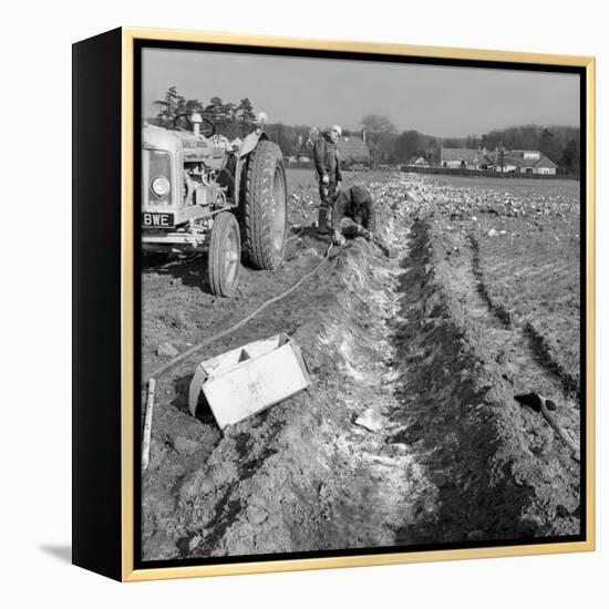 Contractors Setting Explosives in a Trench in Firbeck, Near Rotherham, 1962-Michael Walters-Framed Premier Image Canvas