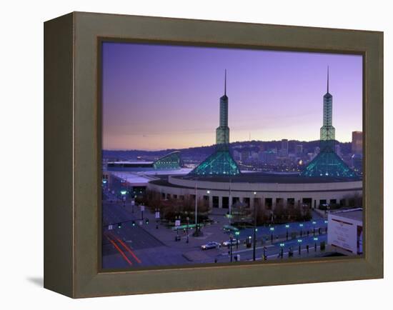 Convention Center at Sunset, Portland, Oregon, USA-Janis Miglavs-Framed Premier Image Canvas