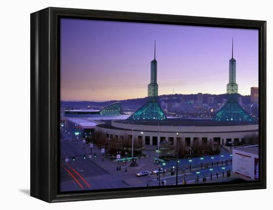 Convention Center at Sunset, Portland, Oregon, USA-Janis Miglavs-Framed Premier Image Canvas