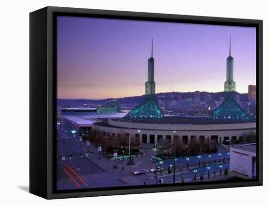 Convention Center at Sunset, Portland, Oregon, USA-Janis Miglavs-Framed Premier Image Canvas