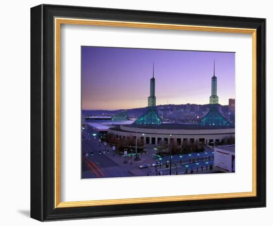 Convention Center at Sunset, Portland, Oregon, USA-Janis Miglavs-Framed Photographic Print
