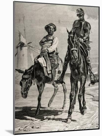 Conversation Between Don Quixote and Sancho Panza after the Adventure of the Windmills. Engraving-null-Mounted Giclee Print