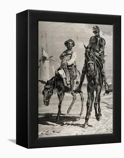 Conversation Between Don Quixote and Sancho Panza after the Adventure of the Windmills. Engraving-null-Framed Premier Image Canvas