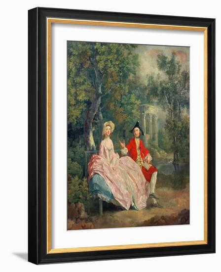 Conversation in a Park, Portrait of the Artist and His Wife, Margaret Burr, 1746-Thomas Gainsborough-Framed Giclee Print