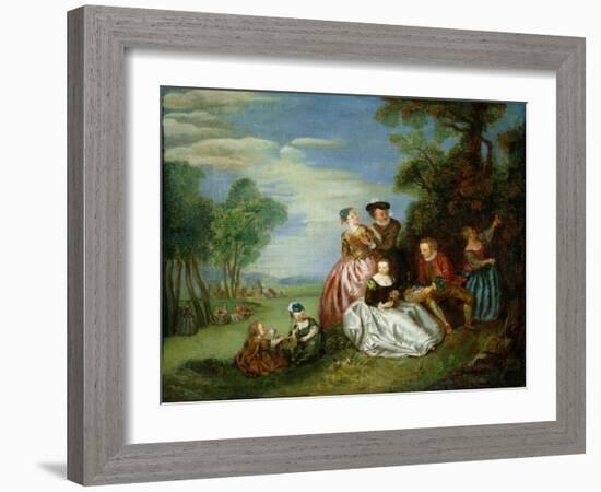 Conversation in a Park-Jean-Baptiste Joseph Pater-Framed Giclee Print