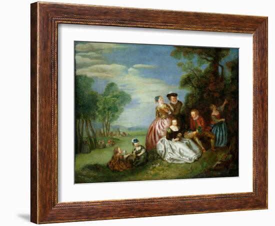 Conversation in a Park-Jean-Baptiste Joseph Pater-Framed Giclee Print