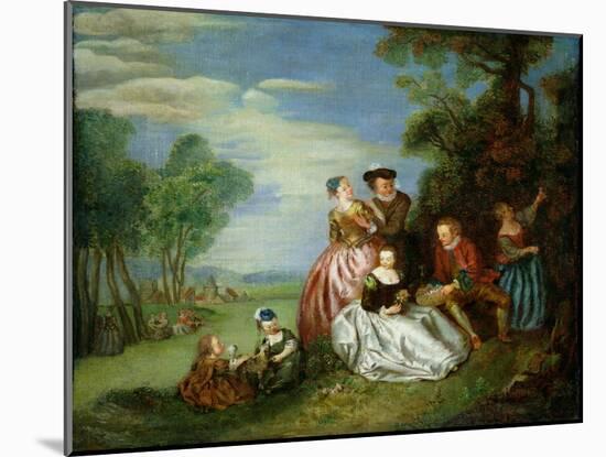 Conversation in a Park-Jean-Baptiste Joseph Pater-Mounted Giclee Print