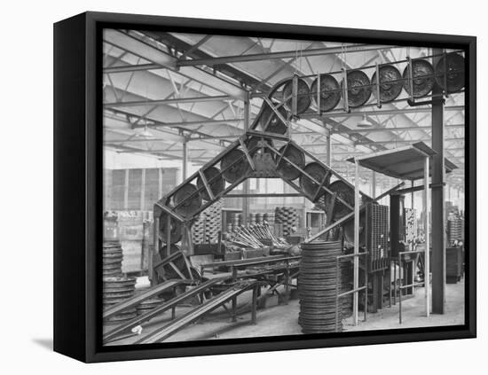 Conveyor Belt at Morris Motors Plant-null-Framed Premier Image Canvas