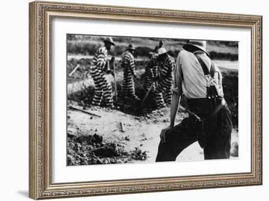 Convict Chain Gang and Prison Guard in Oglethorpe County, Georgia, May 1941-null-Framed Photo