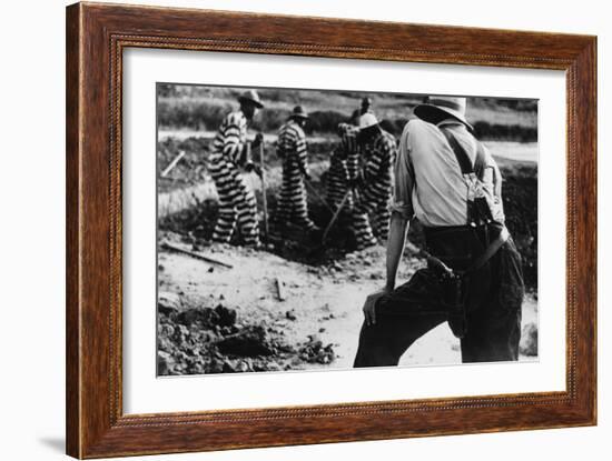 Convict Chain Gang and Prison Guard in Oglethorpe County, Georgia, May 1941-null-Framed Photo