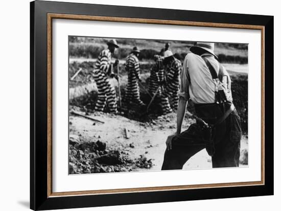 Convict Chain Gang and Prison Guard in Oglethorpe County, Georgia, May 1941-null-Framed Photo