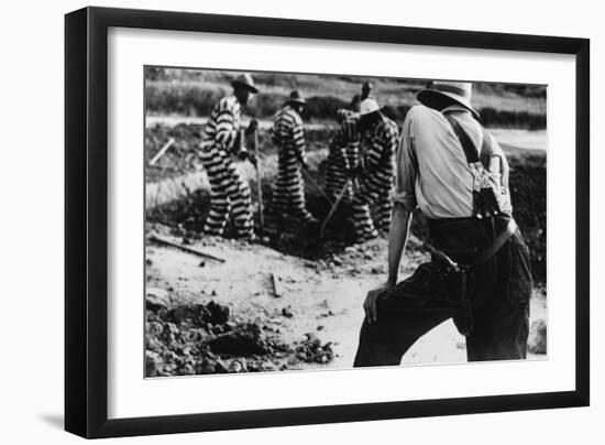 Convict Chain Gang and Prison Guard in Oglethorpe County, Georgia, May 1941-null-Framed Photo