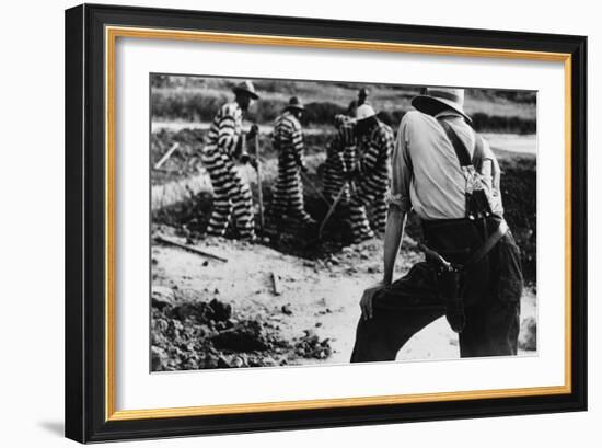 Convict Chain Gang and Prison Guard in Oglethorpe County, Georgia, May 1941-null-Framed Photo