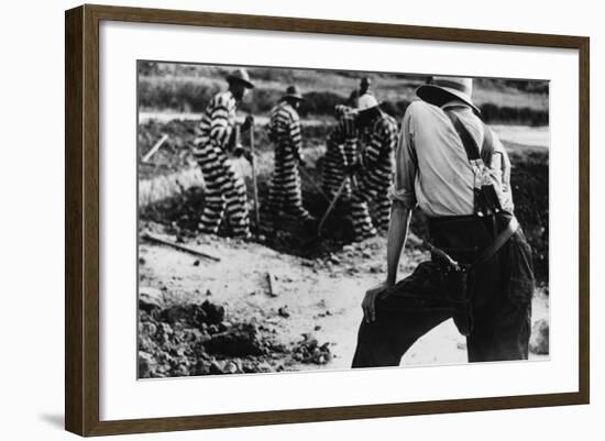 Convict Chain Gang and Prison Guard in Oglethorpe County, Georgia, May 1941-null-Framed Photo