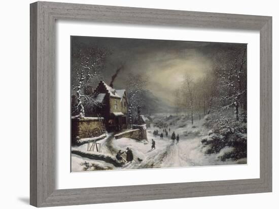 Convoi militaire - effet de neige et de soleil-Louis Claude Mallebranche-Framed Giclee Print