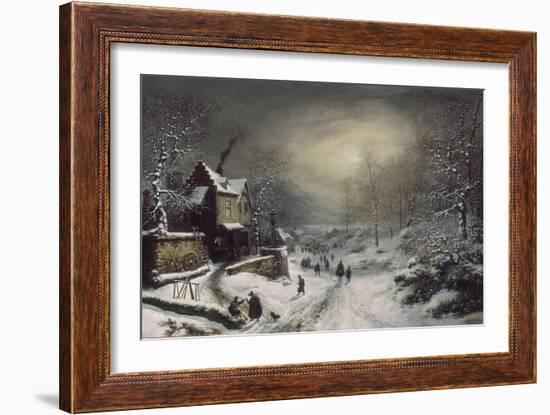 Convoi militaire - effet de neige et de soleil-Louis Claude Mallebranche-Framed Giclee Print