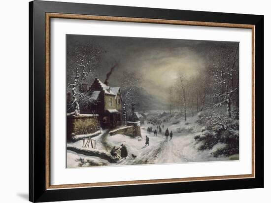 Convoi militaire - effet de neige et de soleil-Louis Claude Mallebranche-Framed Giclee Print