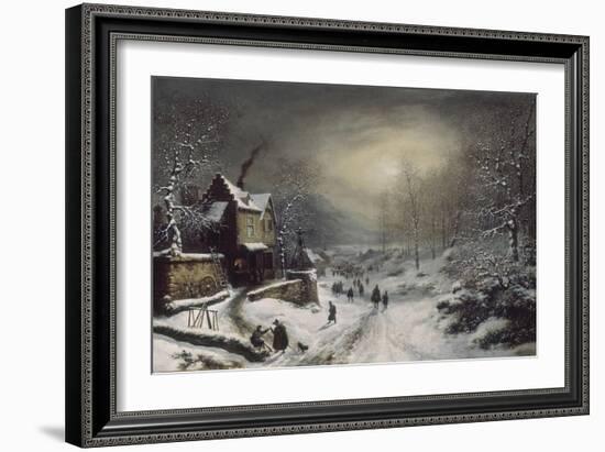 Convoi militaire - effet de neige et de soleil-Louis Claude Mallebranche-Framed Giclee Print