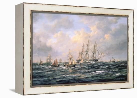 Convoy of East Indiamen Amid Fishing Boats-Richard Willis-Framed Premier Image Canvas